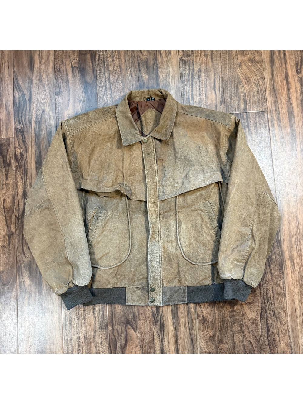 Vintage 80s Cosi L’Uomo Suede Leather Bomber Jacket XL Brown Distressed Flight